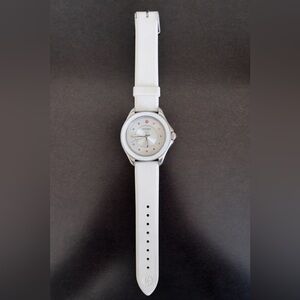 Michele White Silicone Watch with Multicolor Dial Accents